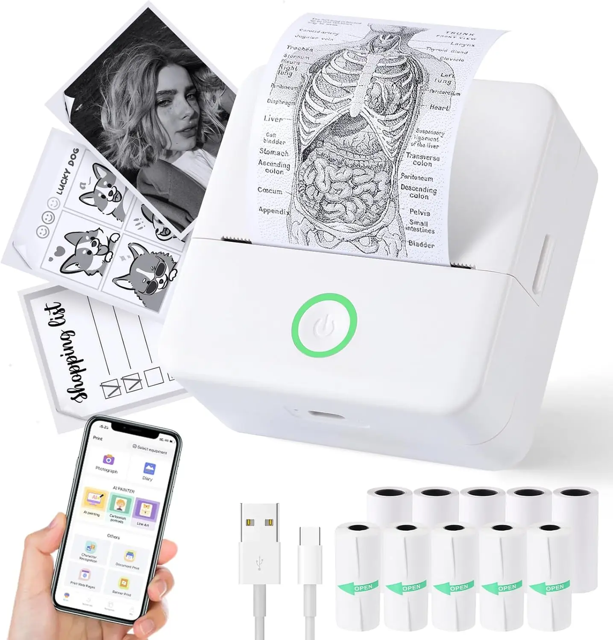 Compact Thermal Mini Printer - Portable Bluetooth Inkless Sticker Maker for Creative DIY Photo Printing