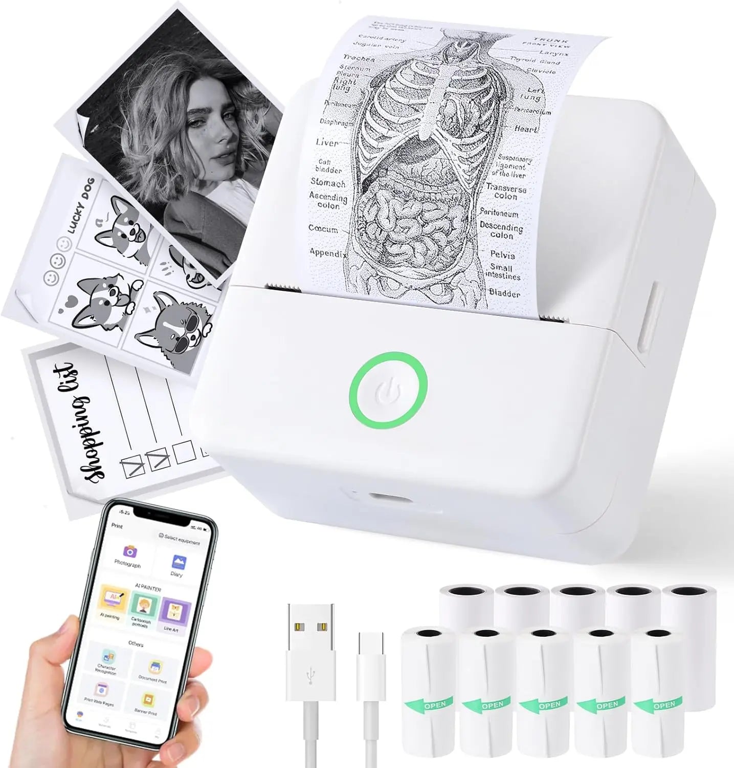 Compact Thermal Mini Printer - Portable Bluetooth Inkless Sticker Maker for Creative DIY Photo Printing