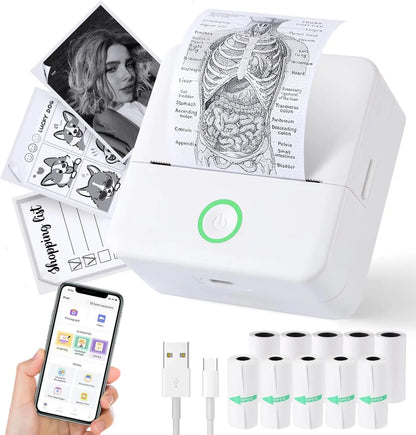 Compact Thermal Mini Printer - Portable Bluetooth Inkless Sticker Maker for Creative DIY Photo Printing