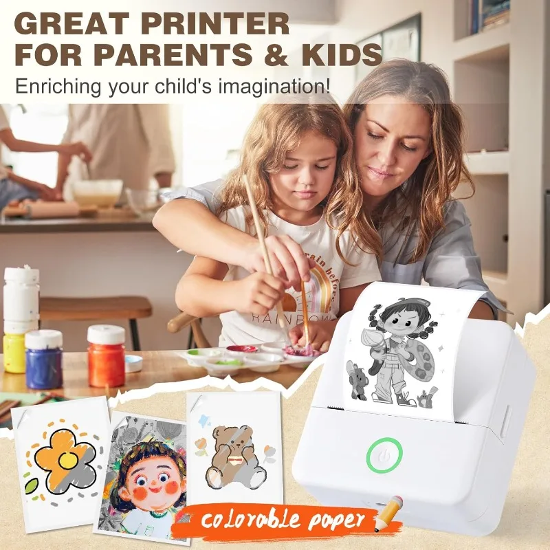 Compact Thermal Mini Printer - Portable Bluetooth Inkless Sticker Maker for Creative DIY Photo Printing