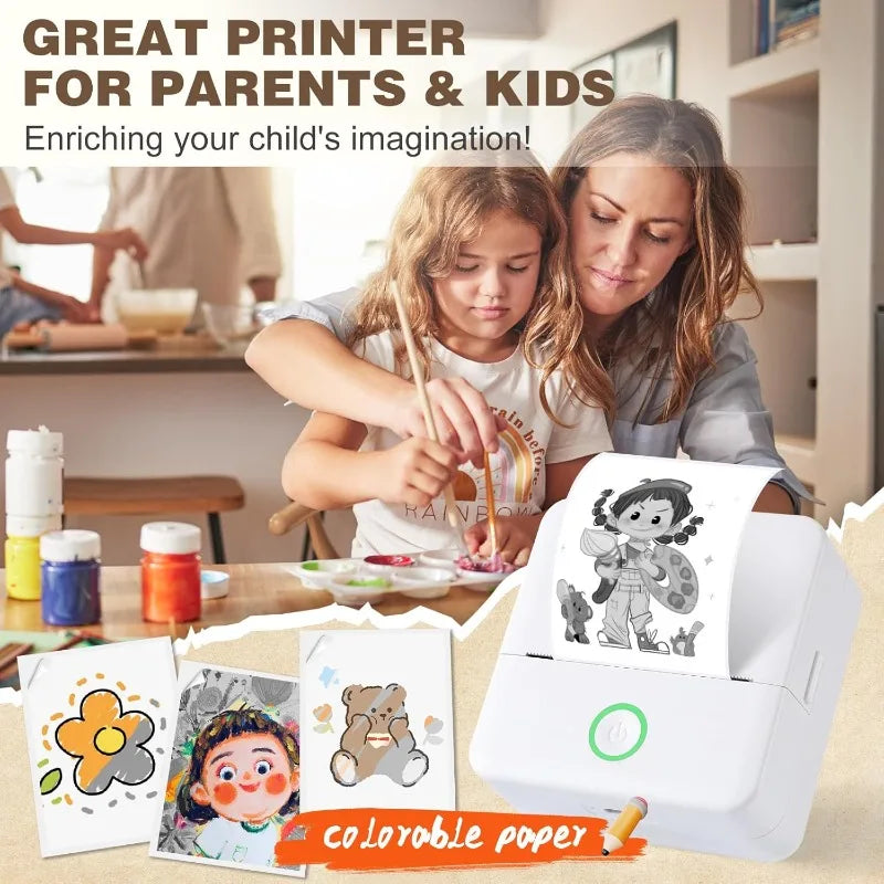 Compact Thermal Mini Printer - Portable Bluetooth Inkless Sticker Maker for Creative DIY Photo Printing