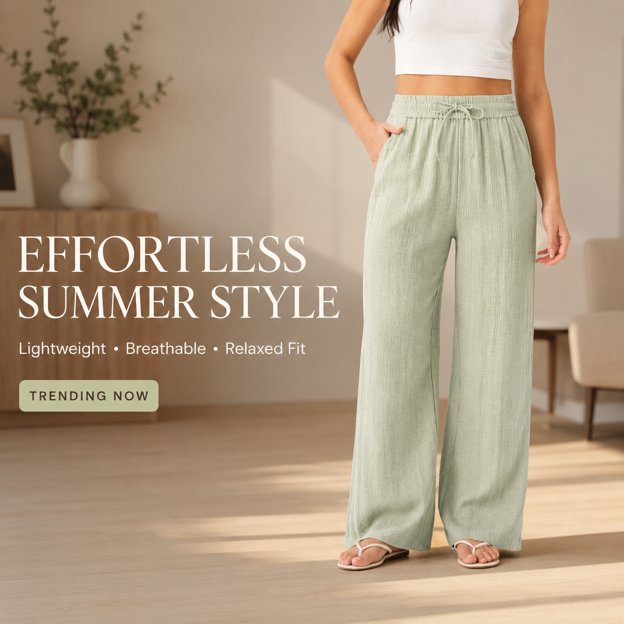 Linen Feel Pants