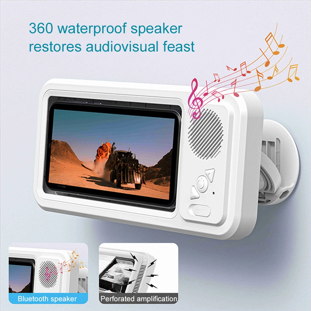 Shower Phone Holder + Bluetooth Speaker (Waterproof)