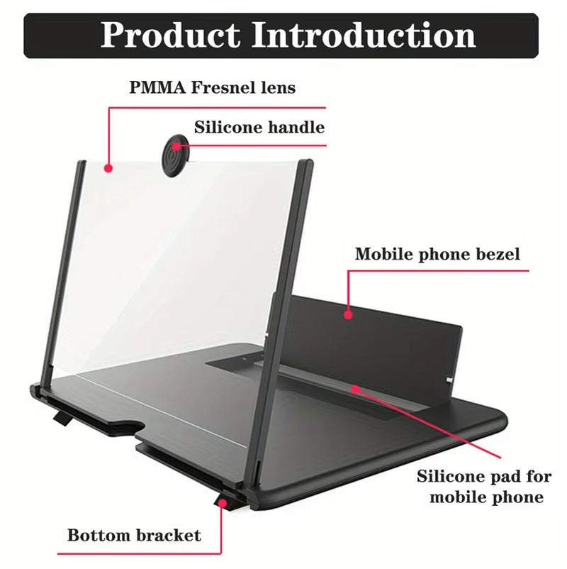 Experience Movies Like Never Before with Our 10/12 Inch Folding Mobile Phone Screen Magnifier and Stand - Perfect for HD Video Amplification!