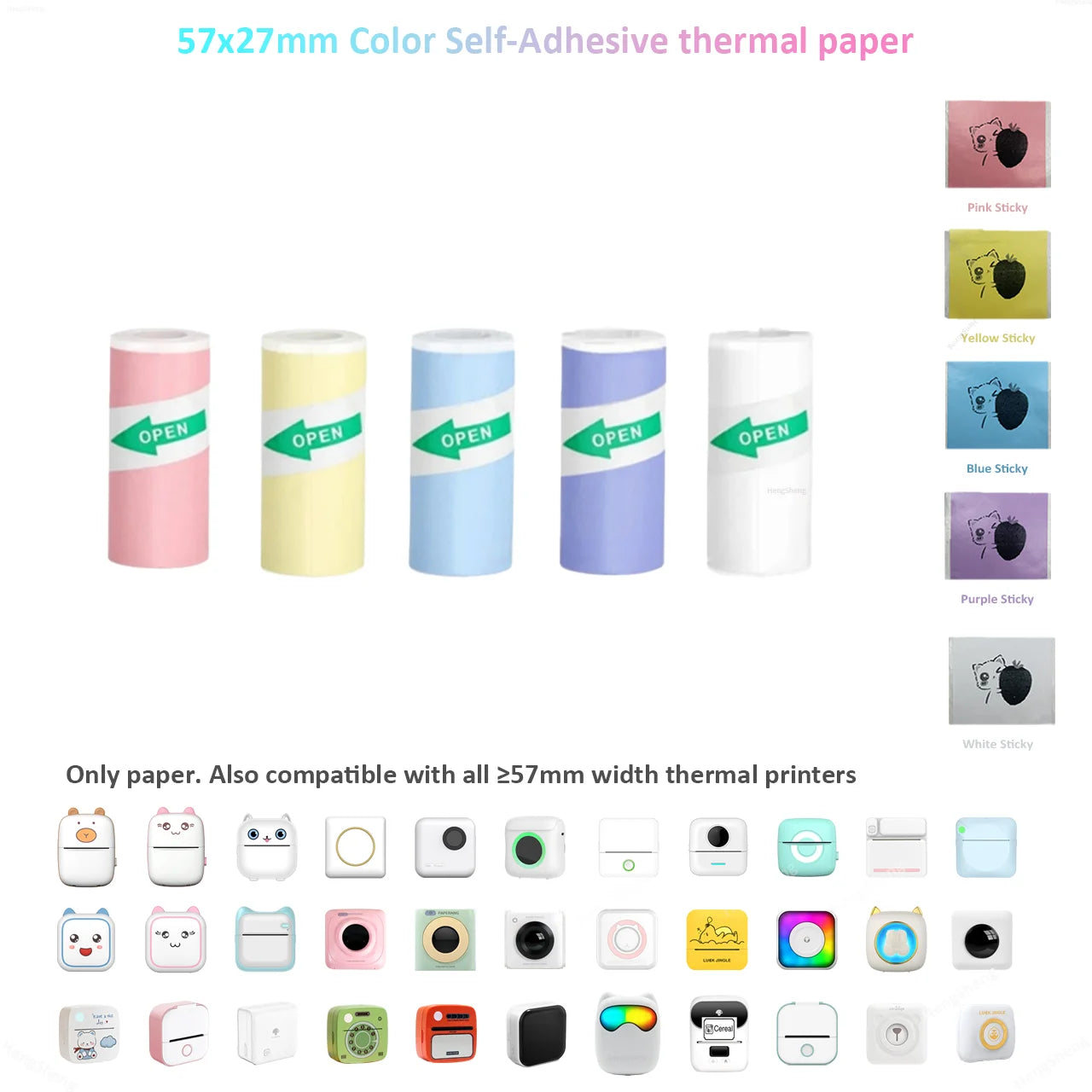 Compact Thermal Mini Printer - Portable Bluetooth Inkless Sticker Maker for Creative DIY Photo Printing