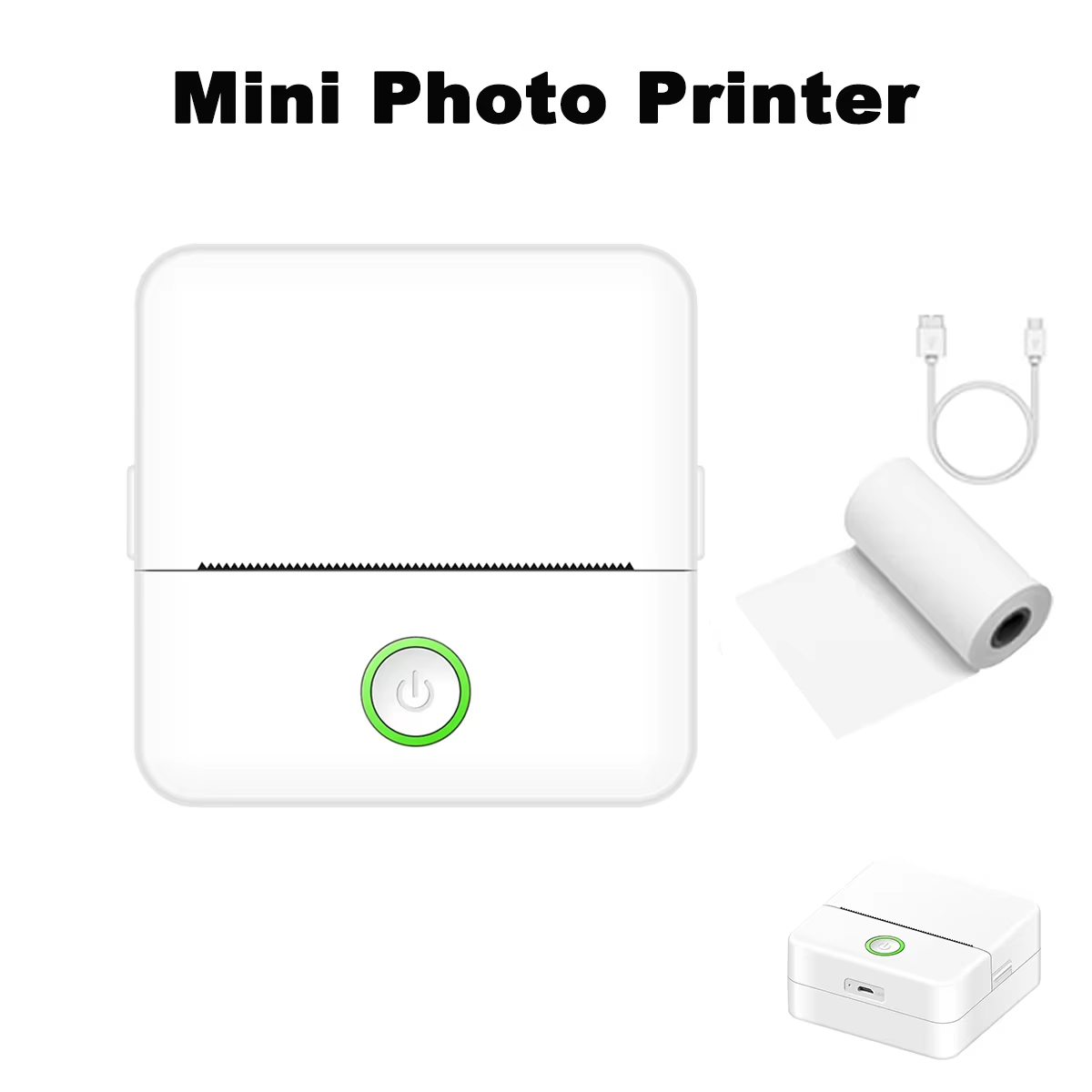 Compact Thermal Mini Printer - Portable Bluetooth Inkless Sticker Maker for Creative DIY Photo Printing